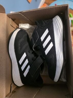 adidas Black and White Kids Velcro Sneakers